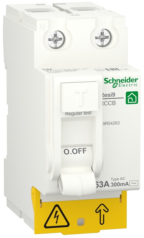 Выключатель дифференциального тока УЗО Schneider Electric Resi9 2п 63А 300мА 6кА тип AC 